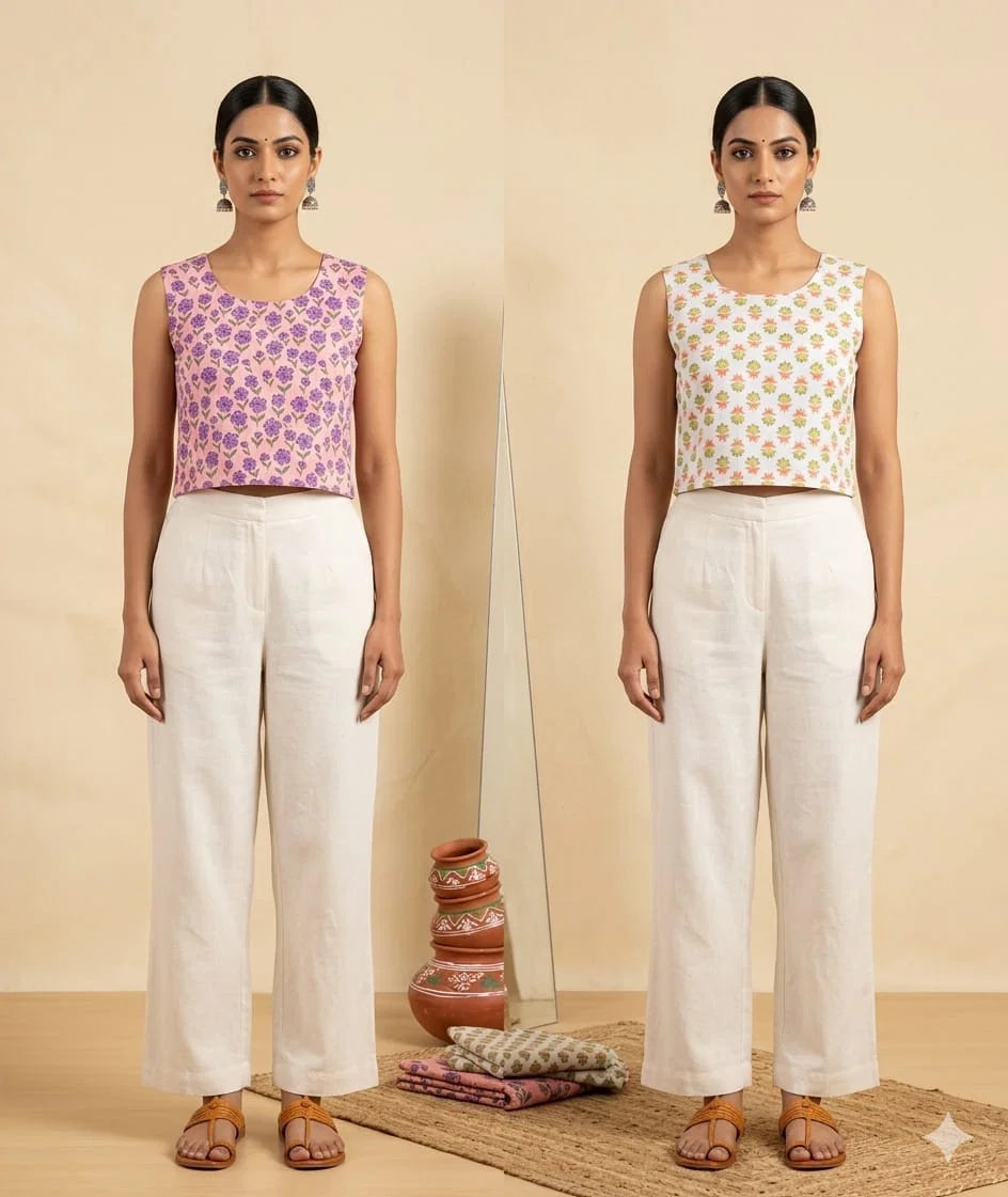 Naisha K 812 Cotton Printed Reversible Crop Tops Collection