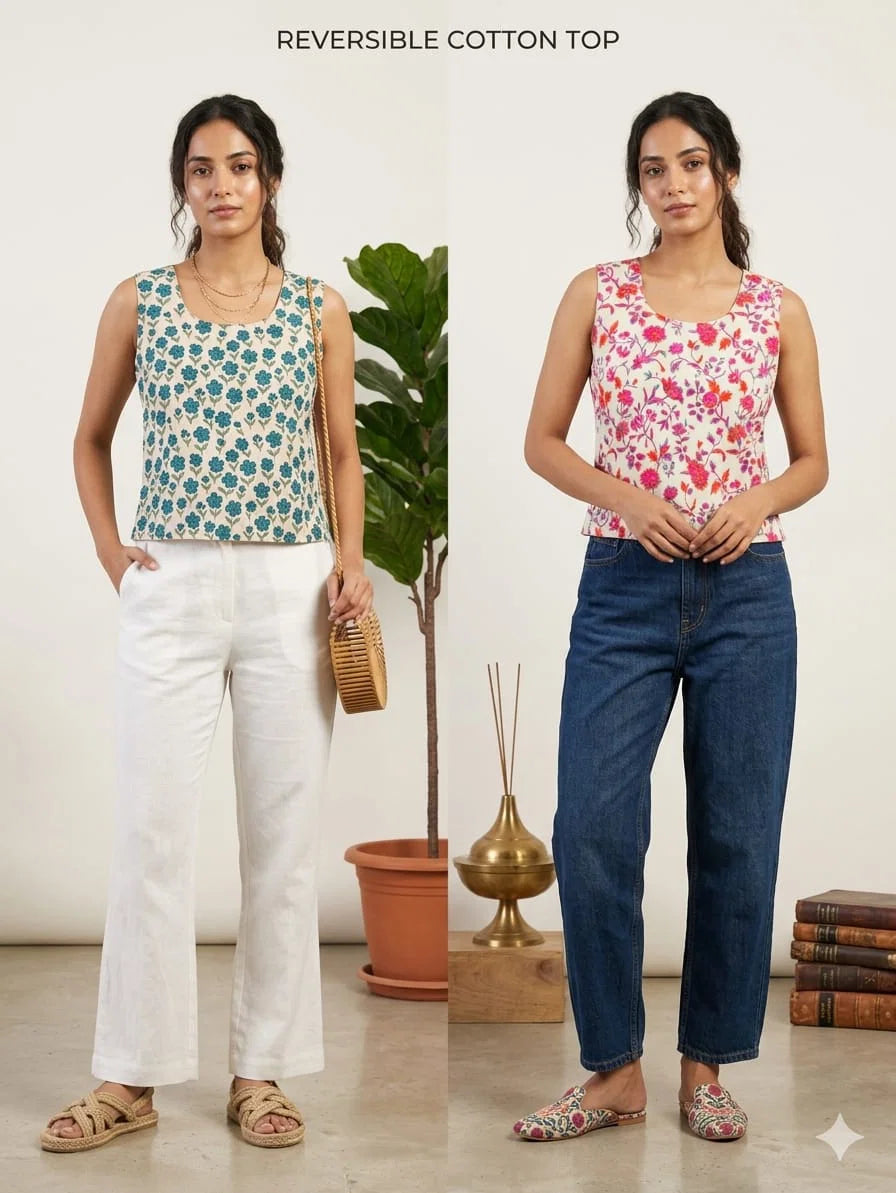 Naisha K 812 Cotton Printed Reversible Crop Tops Collection