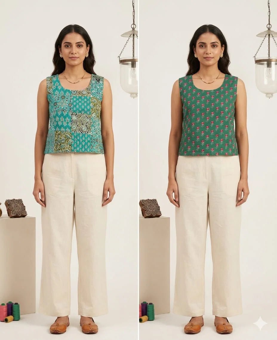 Naisha K 812 Cotton Printed Reversible Crop Tops Collection