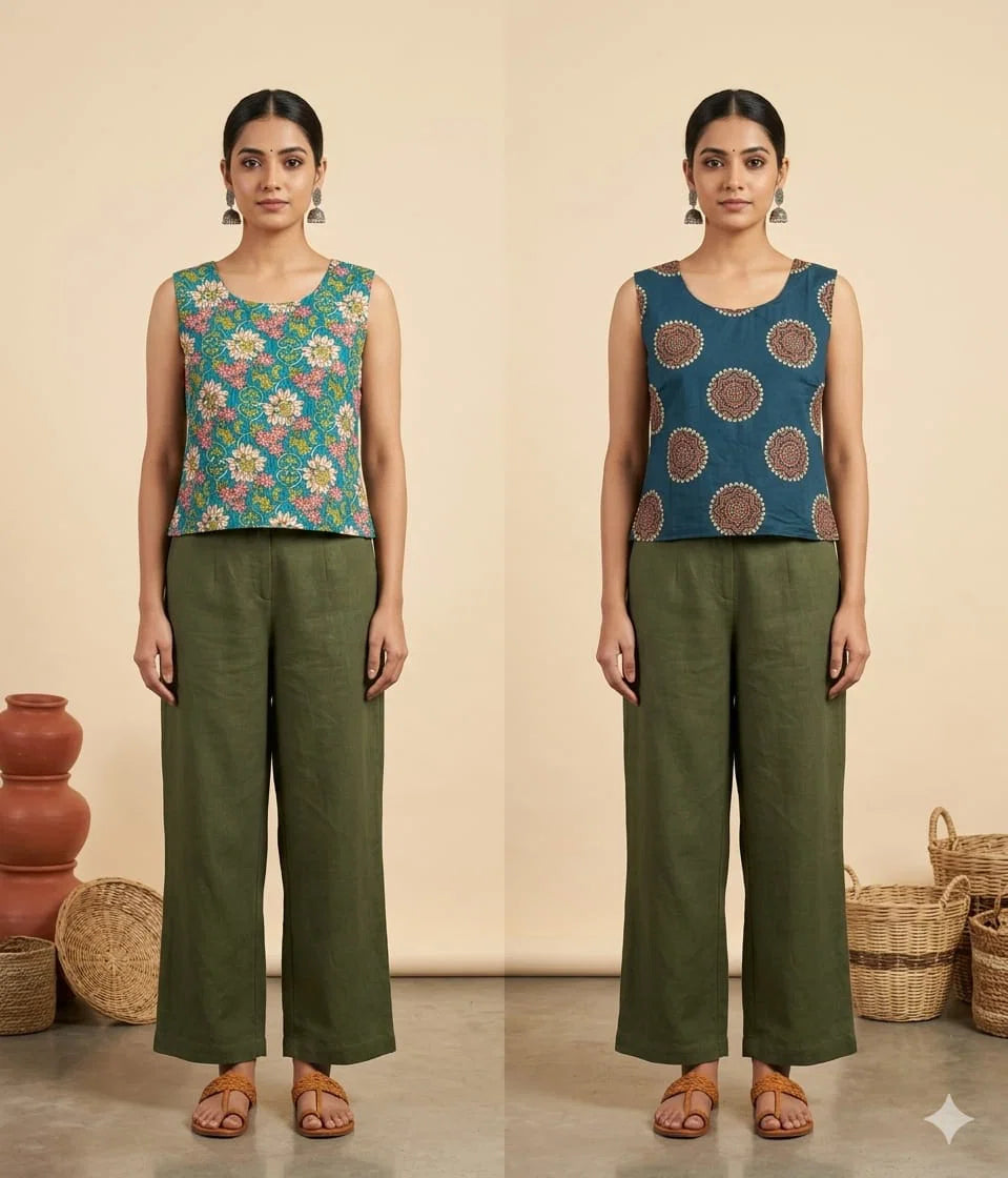 Naisha K 812 Cotton Printed Reversible Crop Tops Collection