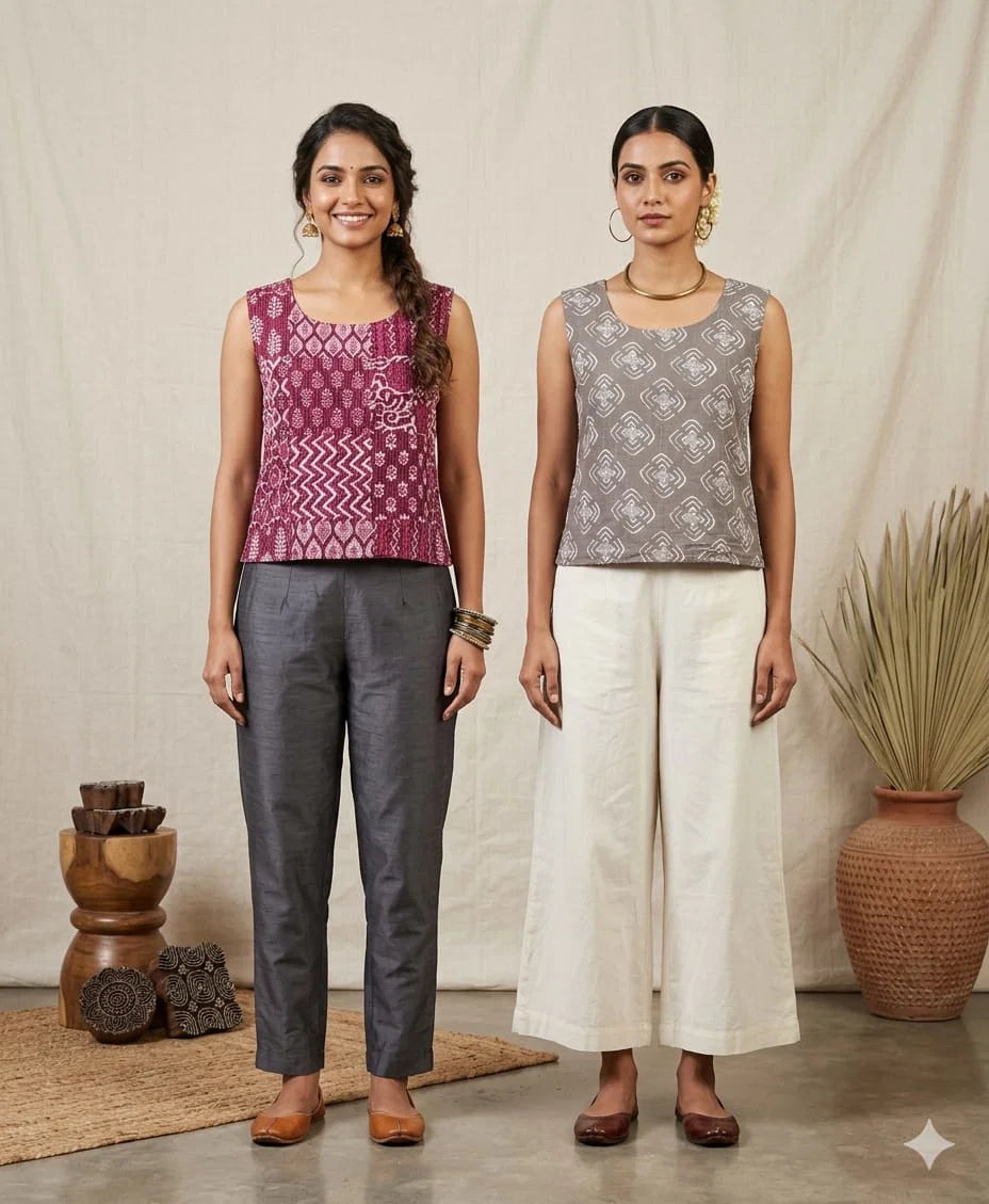 Naisha K 812 Cotton Printed Reversible Crop Tops Collection