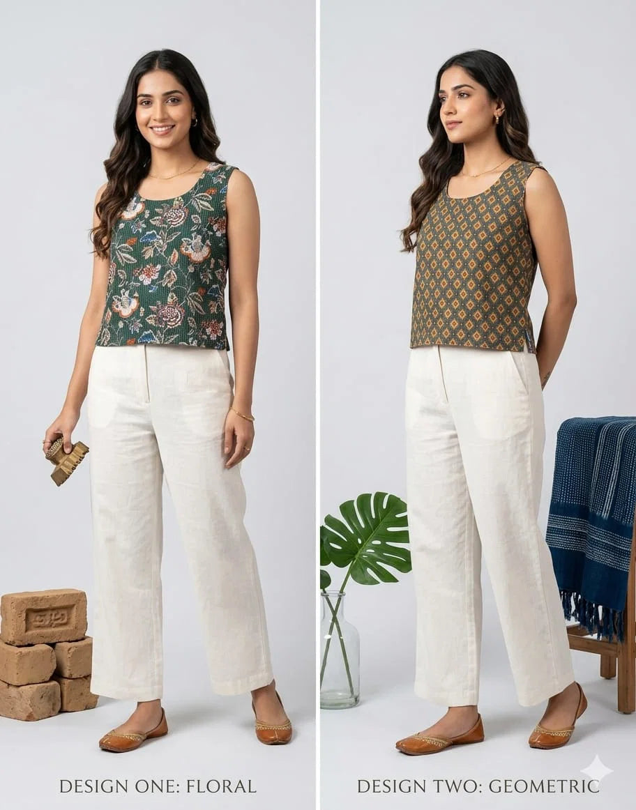 Naisha K 812 Cotton Printed Reversible Crop Tops Collection