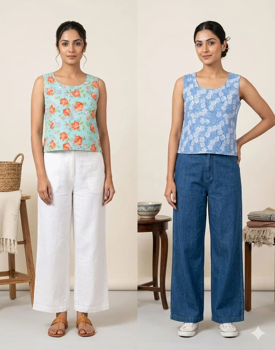 Naisha K 812 Cotton Printed Reversible Crop Tops Collection