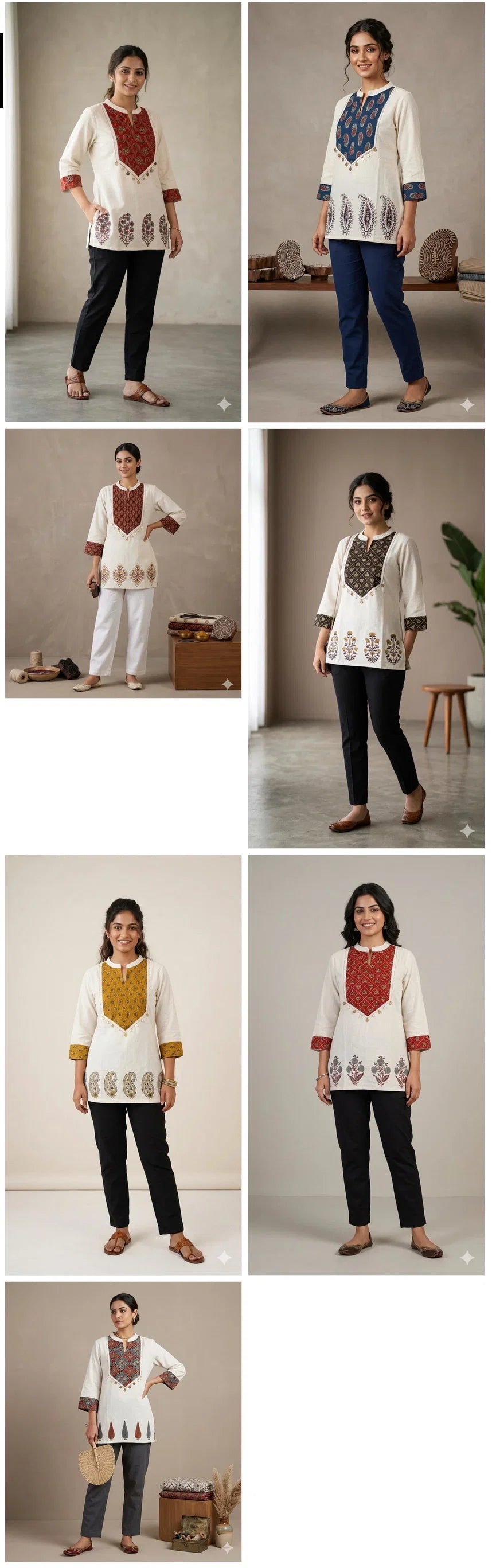 Naisha K 820 Cotton Flex Block Work Short Tops Collection