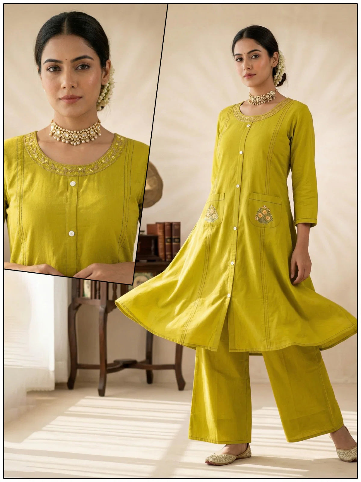 Naisha K 822 Cotton With Embroidered Kurti With Bottom Collection
