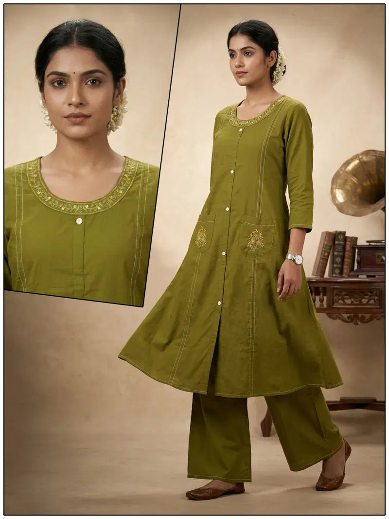Naisha K 822 Cotton With Embroidered Kurti With Bottom Collection