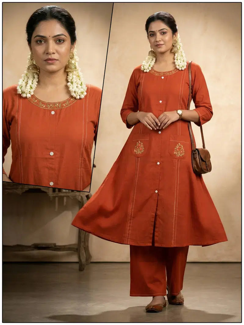 Naisha K 822 Cotton With Embroidered Kurti With Bottom Collection
