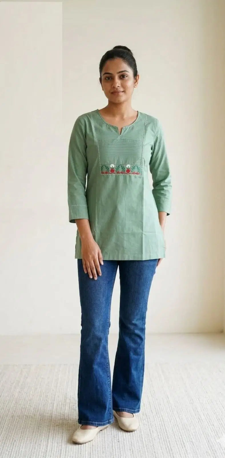 Naisha K 823 Cotton Printex Embroidered Short Top Collection