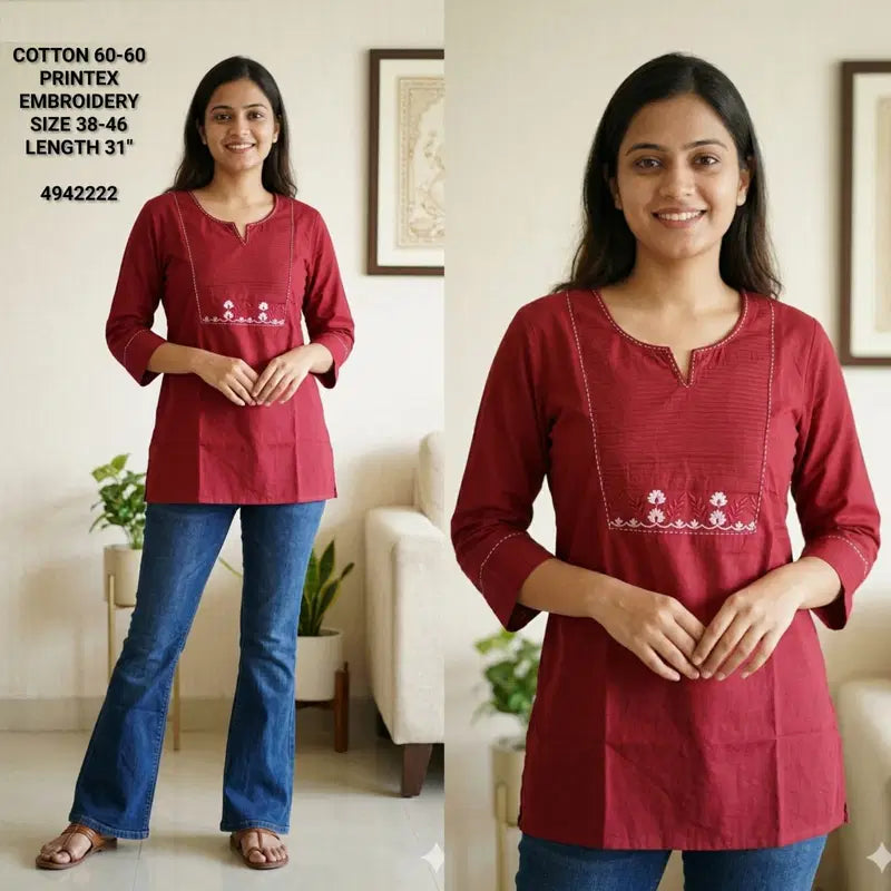 Naisha K 823 Cotton Printex Embroidered Short Top Collection