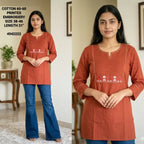Naisha K 823 Cotton Printex Embroidered Short Top Collection