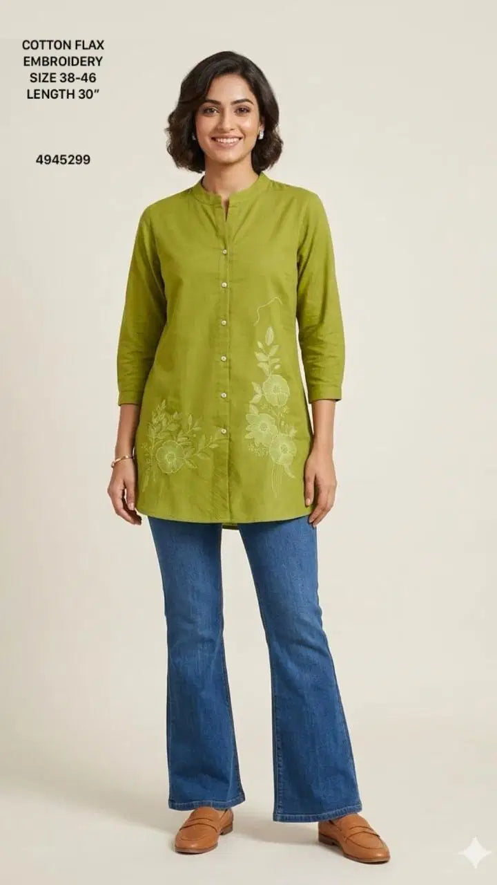 Naisha K 824 Cotton Flex Embroidered Short Fancy Top Collection