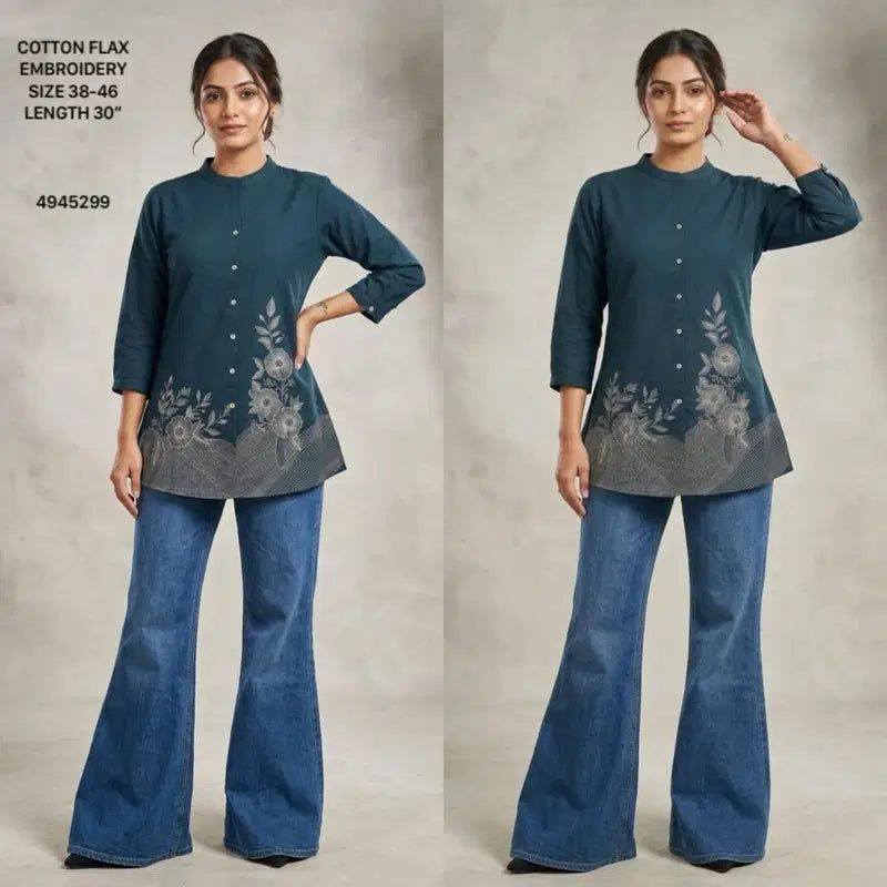 Naisha K 824 Cotton Flex Embroidered Short Fancy Top Collection