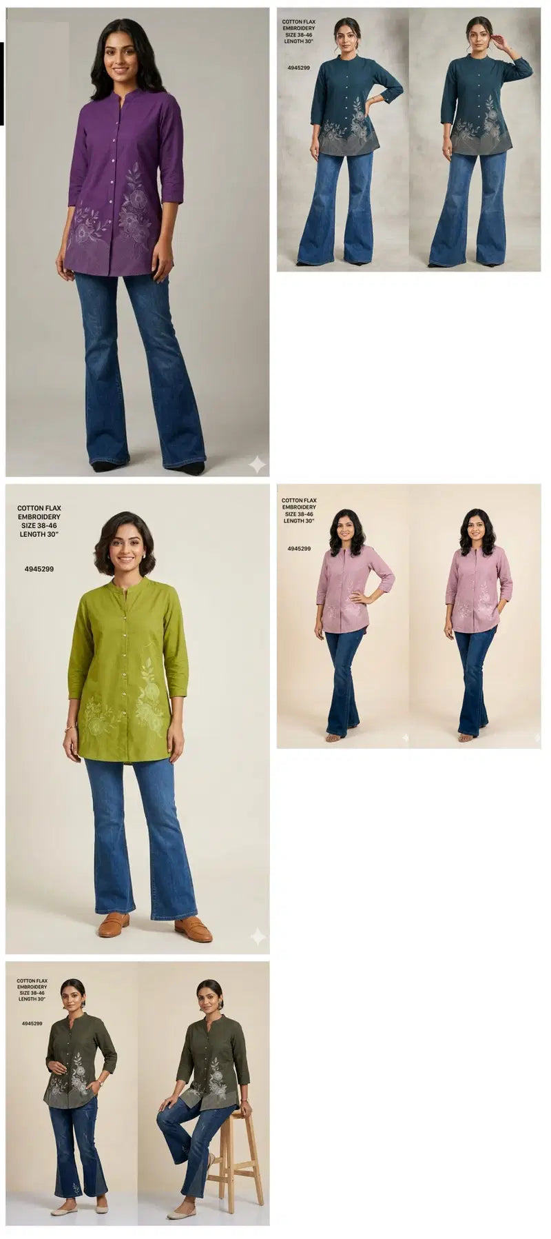 Naisha K 824 Cotton Flex Embroidered Short Fancy Top Collection