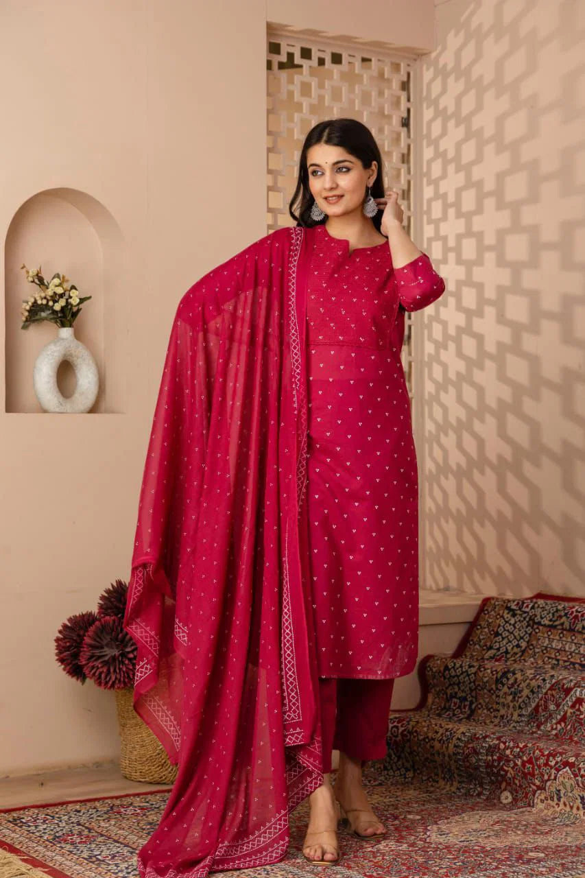Naisha K 827 Cambric Cotton Printed Kurti Bottom With Dupatta
