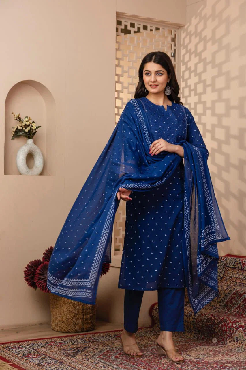 Naisha K 827 Cambric Cotton Printed Kurti Bottom With Dupatta