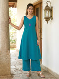 Naisha K 828 Handloom Cotton Embroidered Sleeveless Kurti With Bottom
