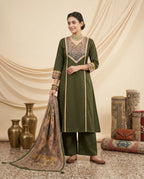 Naisha K 830 Dhabu Cotton Aline Worked Kurti With Bottom Dupttaa