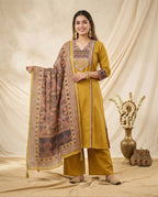 Naisha K 830 Dhabu Cotton Aline Worked Kurti With Bottom Dupttaa
