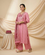 Naisha K 830 Dhabu Cotton Aline Worked Kurti With Bottom Dupttaa