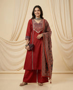 Naisha K 830 Dhabu Cotton Aline Worked Kurti With Bottom Dupttaa