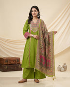 Naisha K 830 Dhabu Cotton Aline Worked Kurti With Bottom Dupttaa