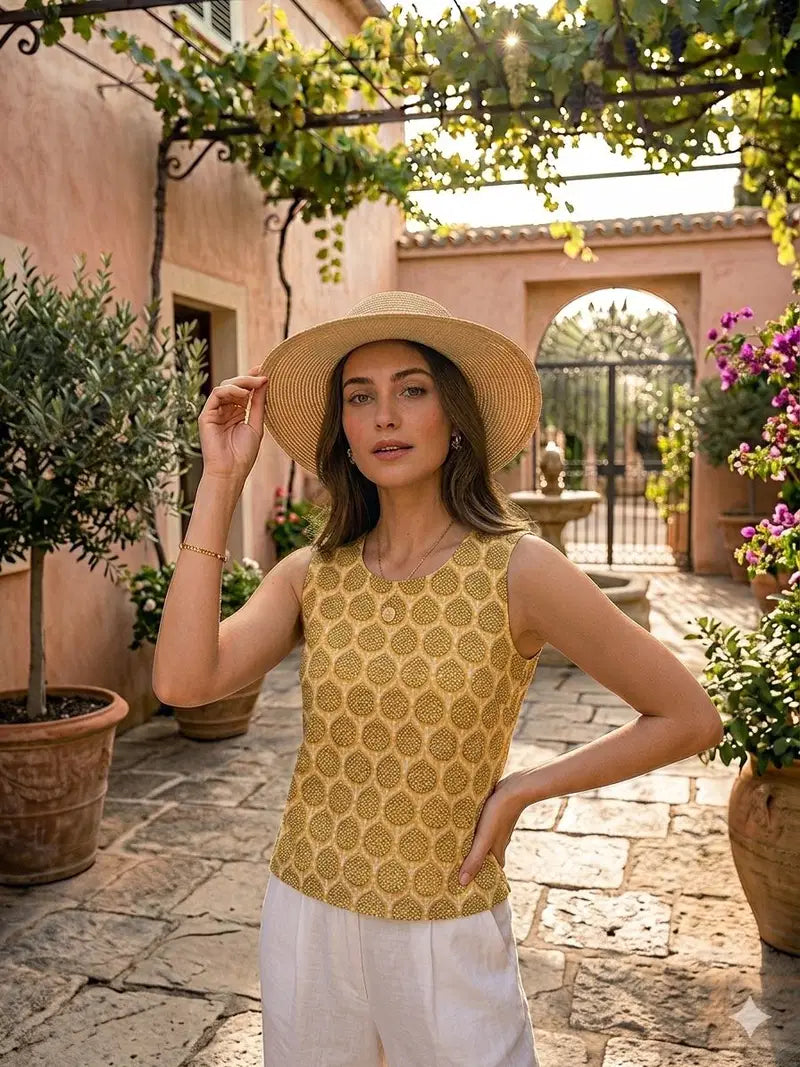 Naisha K 832 Srinkless Cotton Sleeveless Printed Tops Collection