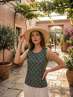 Naisha K 832 Srinkless Cotton Sleeveless Printed Tops Collection