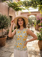 Naisha K 832 Srinkless Cotton Sleeveless Printed Tops Collection