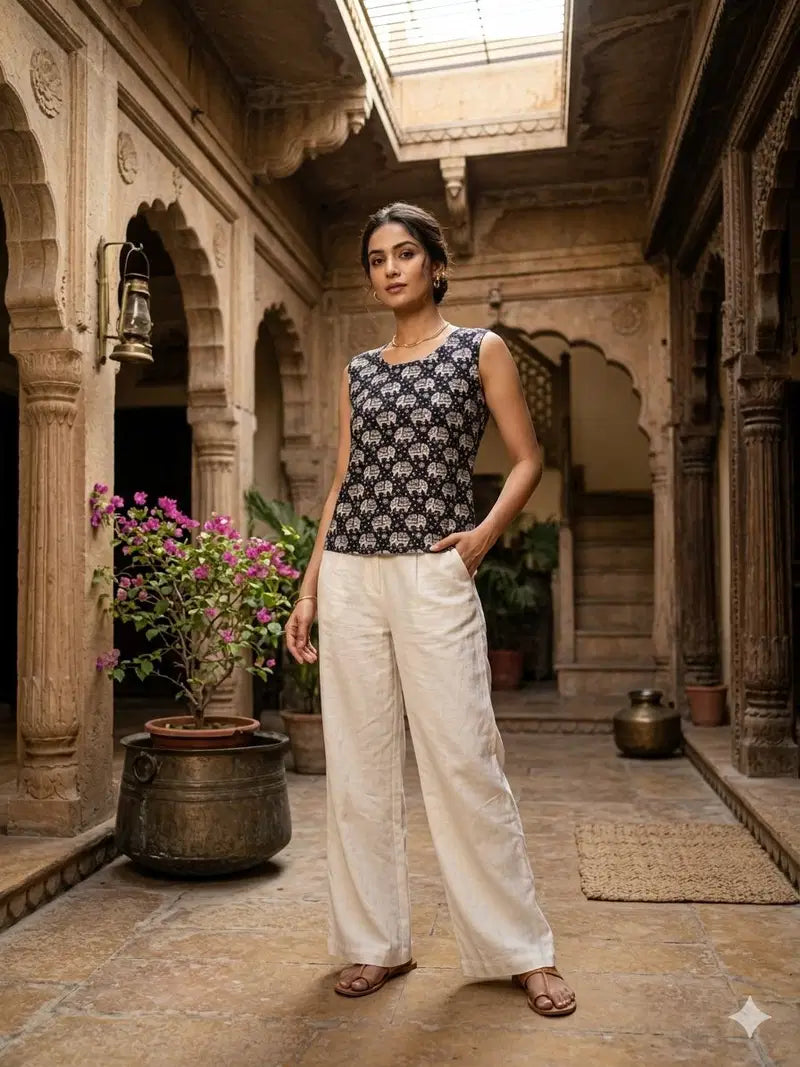 Naisha K 832 Srinkless Cotton Sleeveless Printed Tops Collection