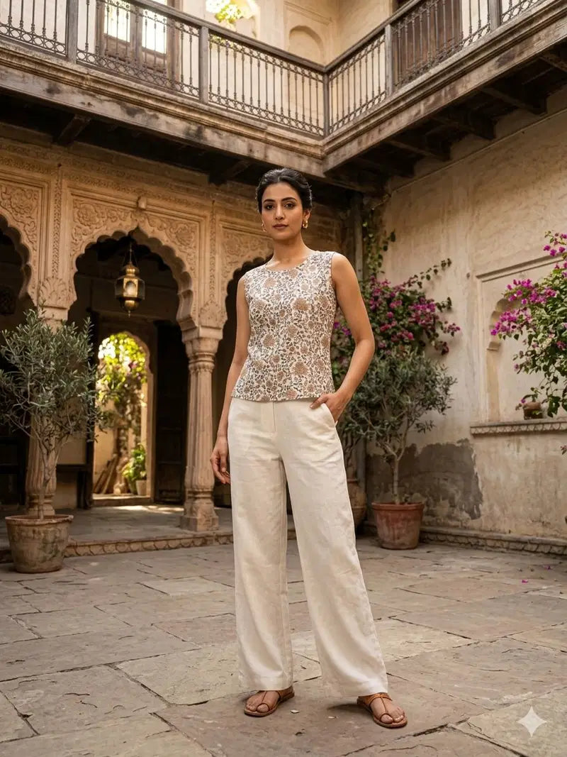 Naisha K 832 Srinkless Cotton Sleeveless Printed Tops Collection