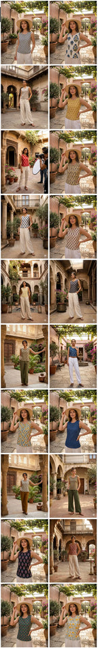 Naisha K 832 Srinkless Cotton Sleeveless Printed Tops Collection