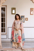 Naisha K 834 Linen Cotton With Embroidered Kurti With Bottom Dupatta
