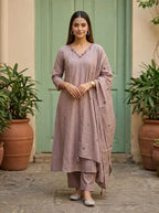 Naisha K 836 Mul Mul Aline Kurti With Bottom Dupatta