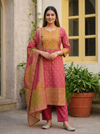 Naisha K 969 Cotton Muslin Kurti With Pant Dupatta