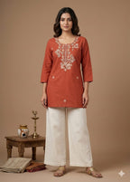 Naisha K 989 Cambric Cotton Embroidered Tops