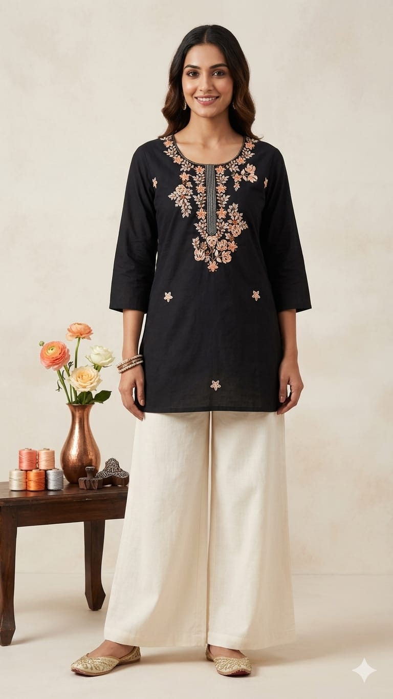 Naisha K 989 Cambric Cotton Embroidered Tops