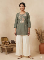 Naisha K 989 Cambric Cotton Embroidered Tops