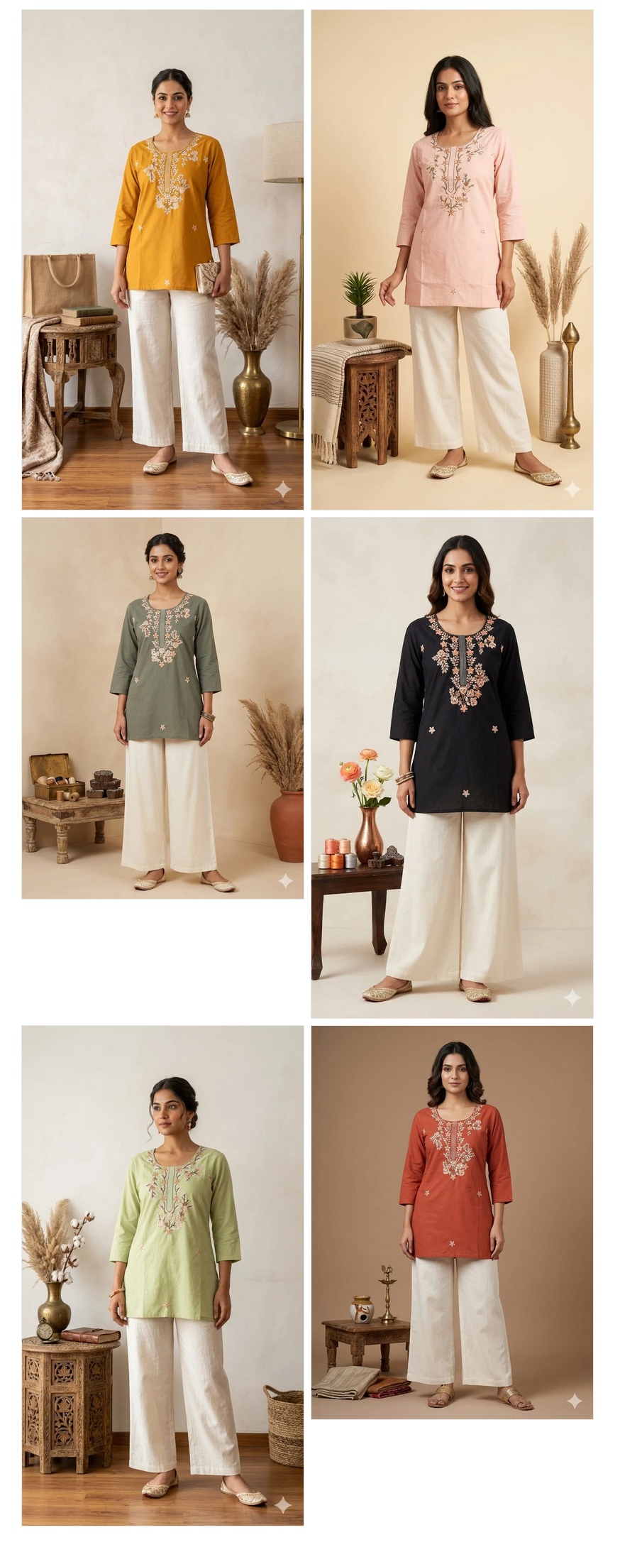 Naisha K 989 Cambric Cotton Embroidered Tops