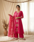 Naisha K 991 Dhabu Cotton Aline Kurti With Bottom Dupatta