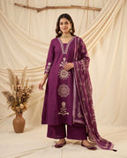 Naisha K 991 Dhabu Cotton Aline Kurti With Bottom Dupatta