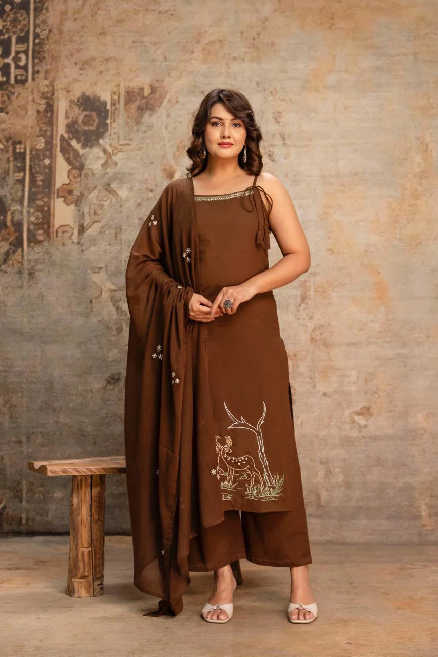 Naisha K 992 Cotton Speghatti Tussels Kurti With Bottom Dupatta