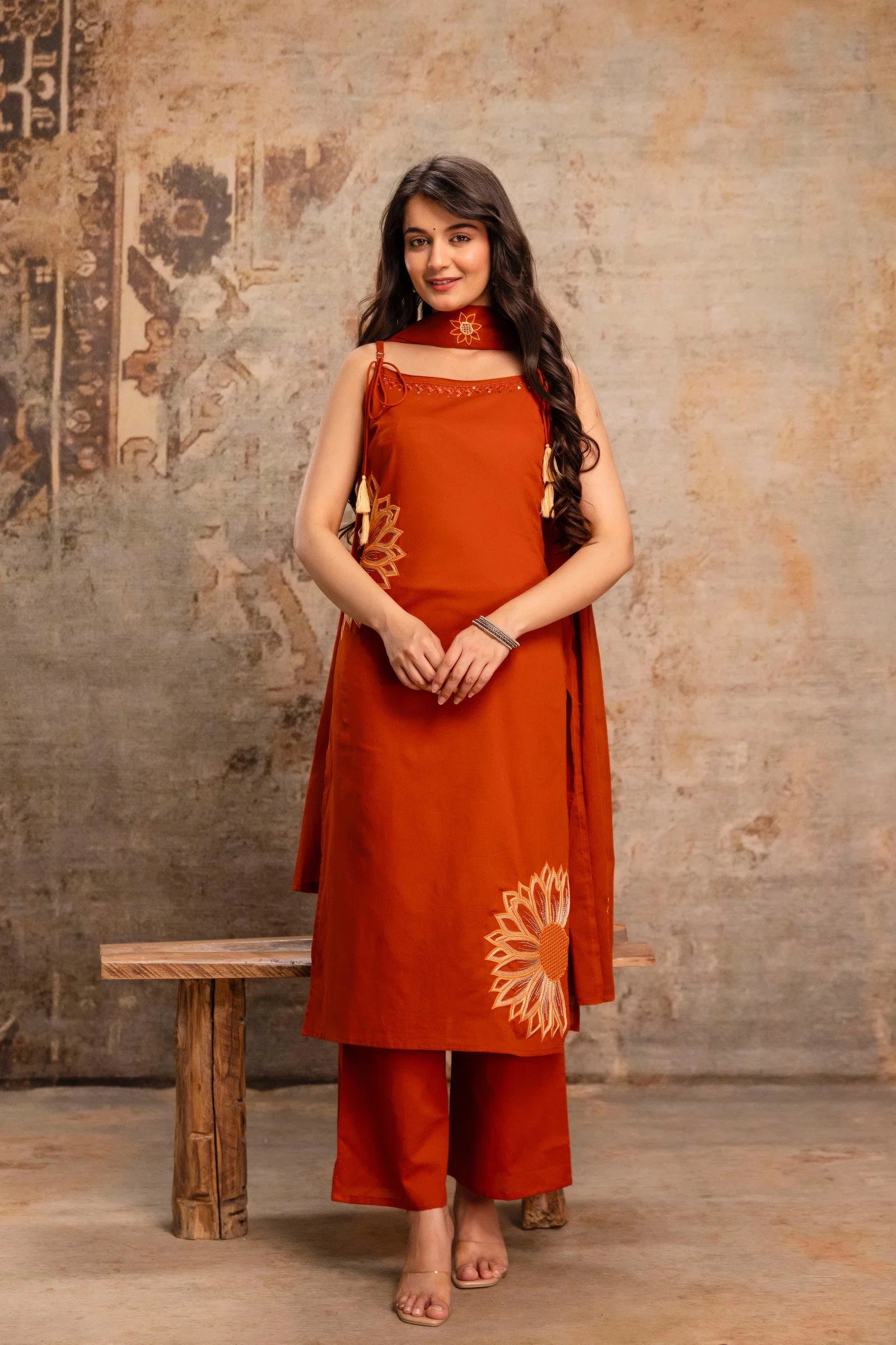 Naisha K 992 Cotton Speghatti Tussels Kurti With Bottom Dupatta
