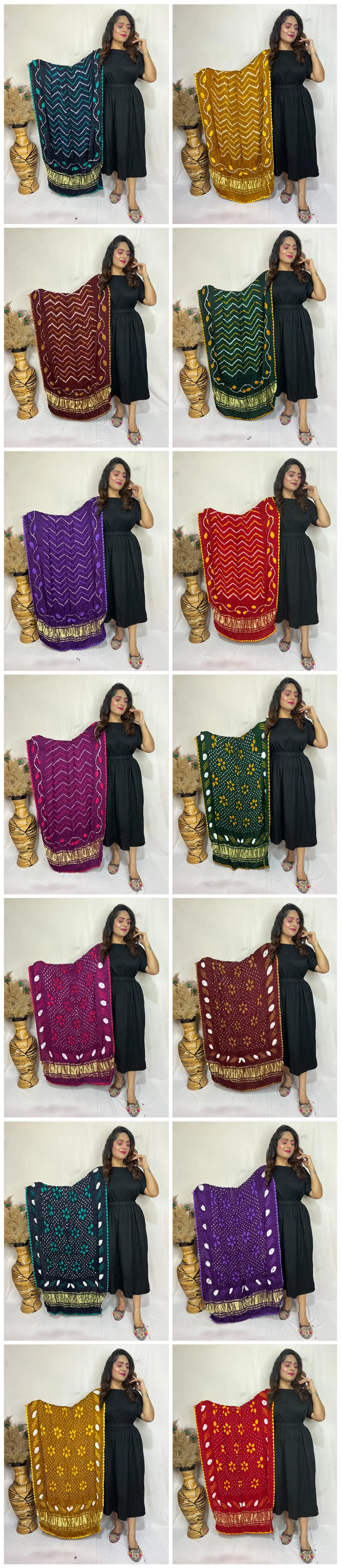 Naisha K Dupatta 01 Modal Silk Bandhej Sibori Tissue Pallu Dupatta Collection