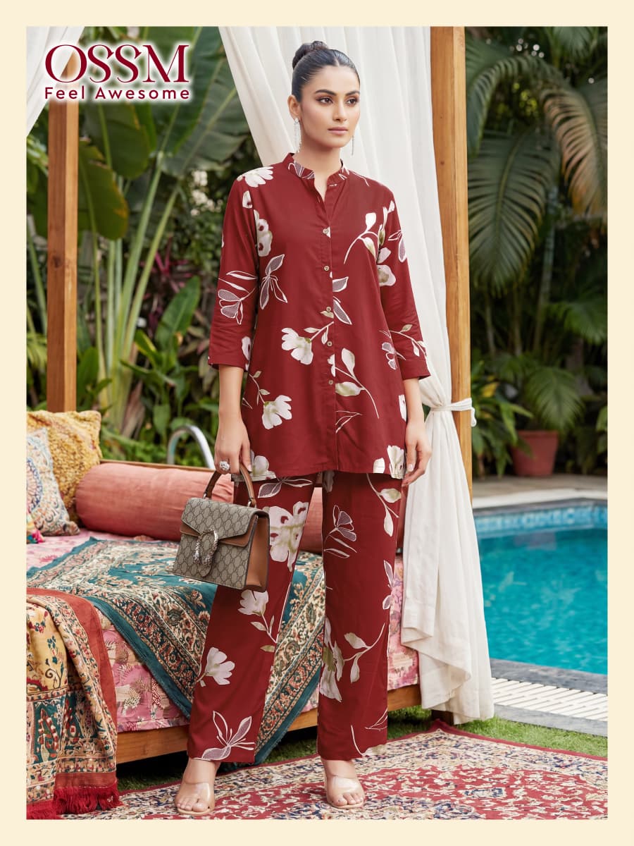 Ossm Galmour Vol 3 Rayon Discharge Printed Co Ord Set Collection