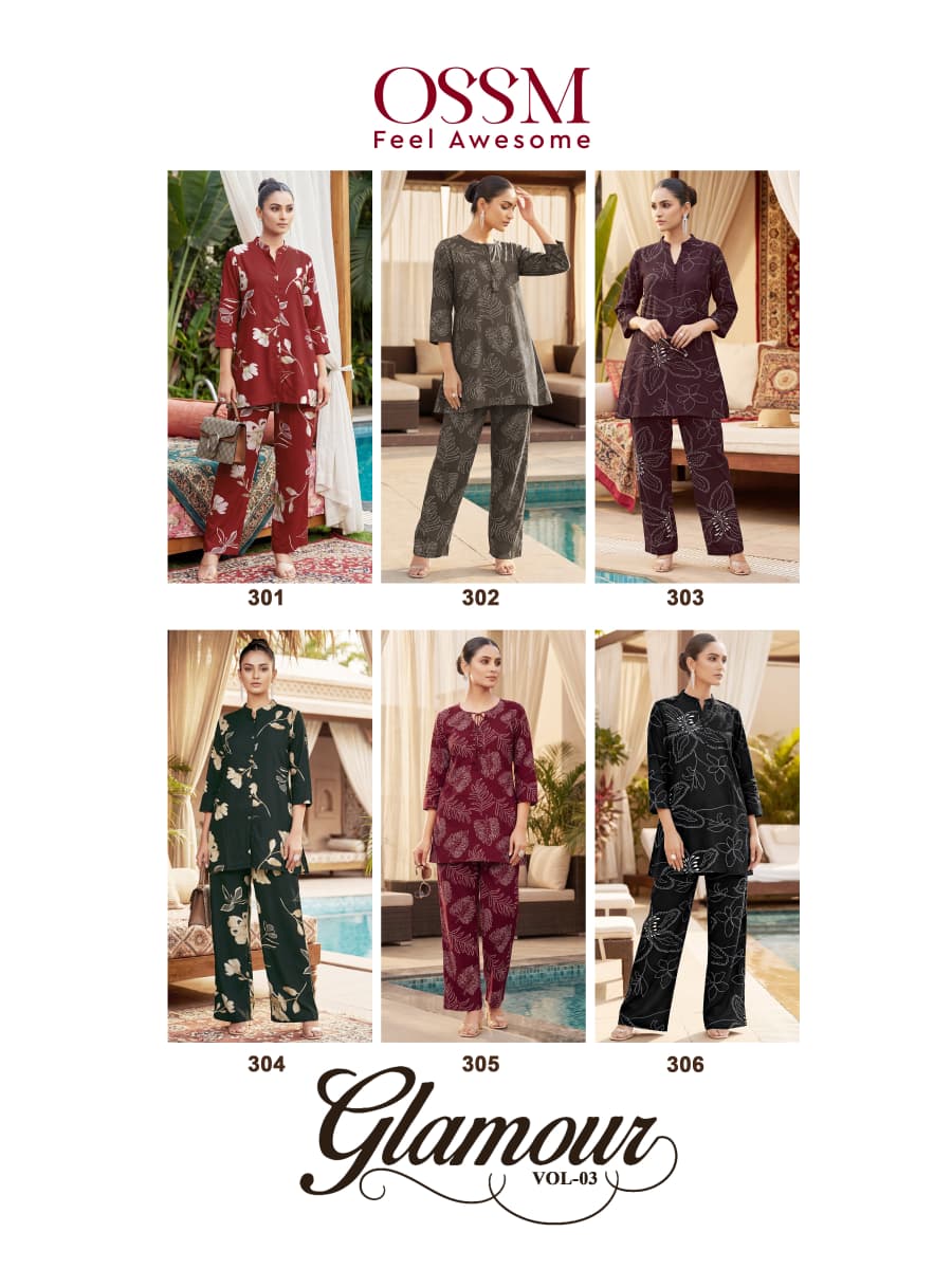 Ossm Galmour Vol 3 Rayon Discharge Printed Co Ord Set Collection