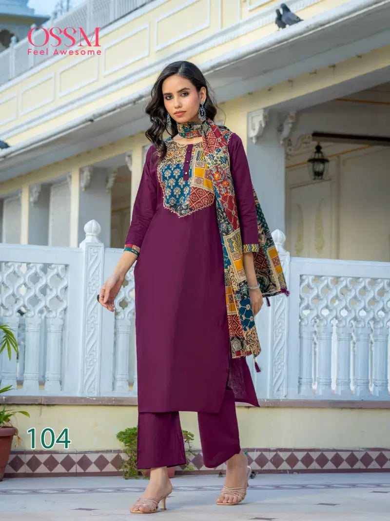 Ossm Mahek Dhabu Cotton Vol 2 Cotton Dhabu Kurti With Bottom Dupatta