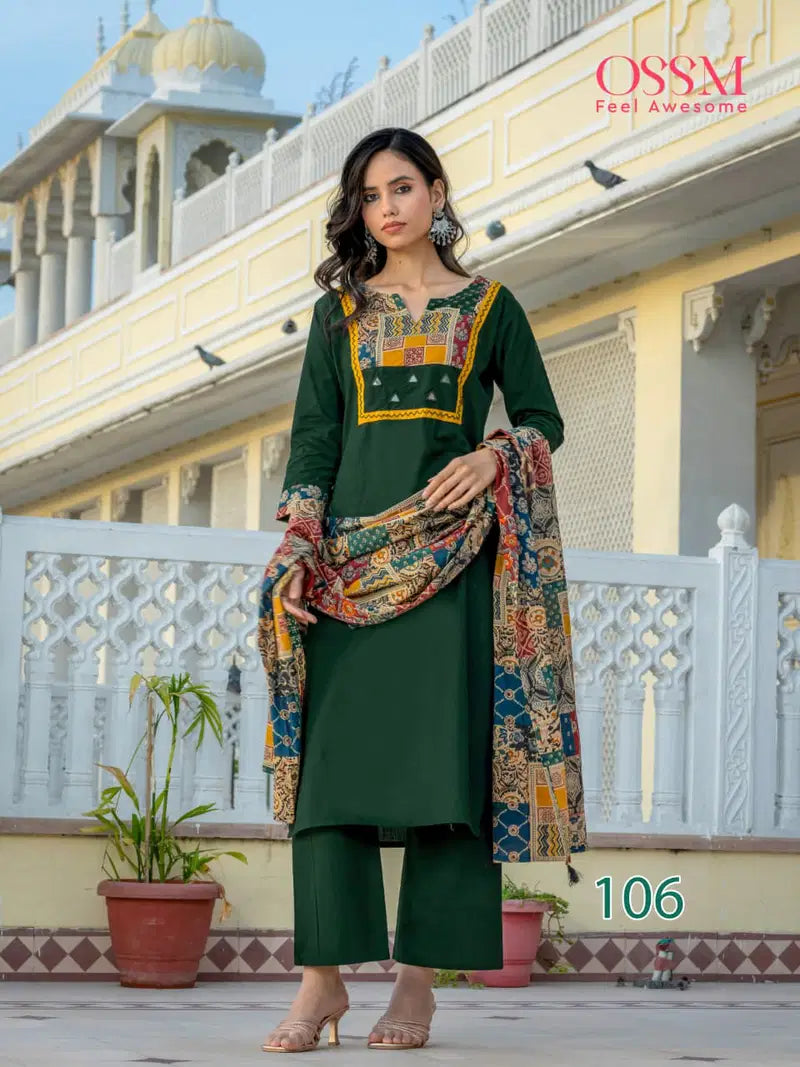 Ossm Mahek Dhabu Cotton Vol 2 Cotton Dhabu Kurti With Bottom Dupatta