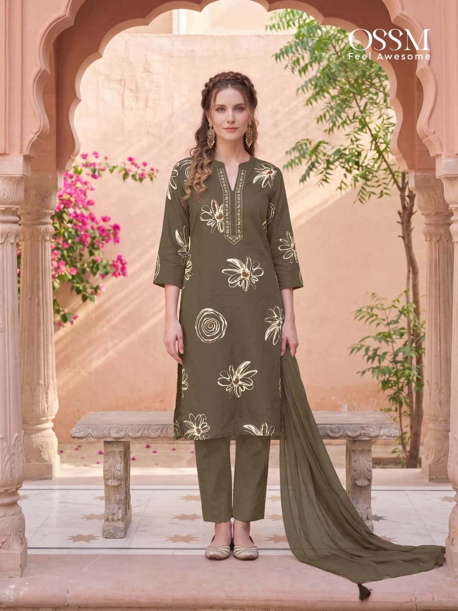 Ossm Mahima Vol 2 Rayon Dischage Printed Kurti Bottom And Dupatta Collection