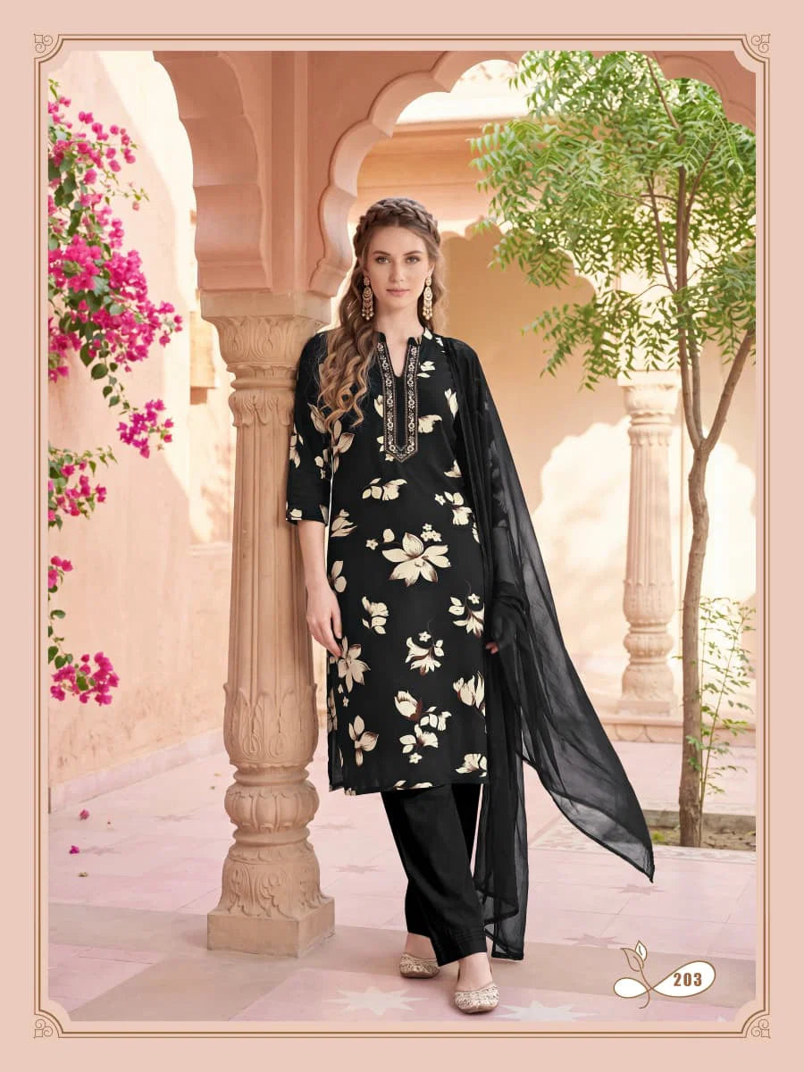 Ossm Mahima Vol 2 Rayon Dischage Printed Kurti Bottom And Dupatta Collection