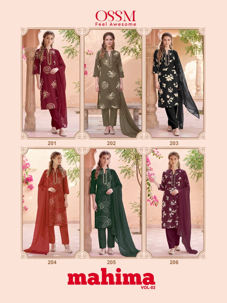 Ossm Mahima Vol 2 Rayon Dischage Printed Kurti Bottom And Dupatta Collection